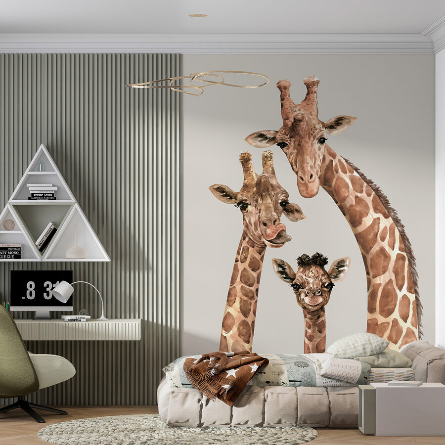 A group of giraffes with their heads together