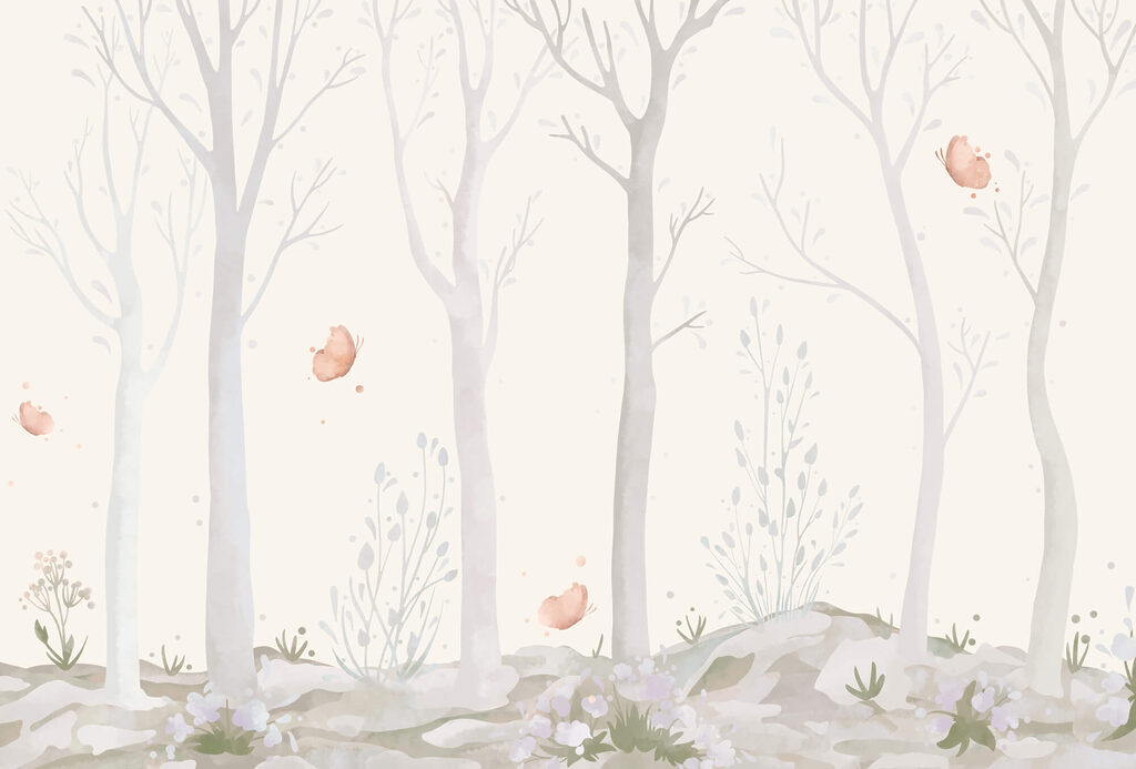 Group of trees with butterflies Group of trees with butterflies