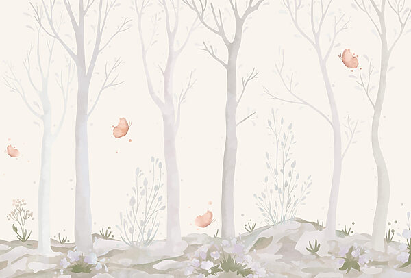 Group of trees with butterflies Group of trees with butterflies