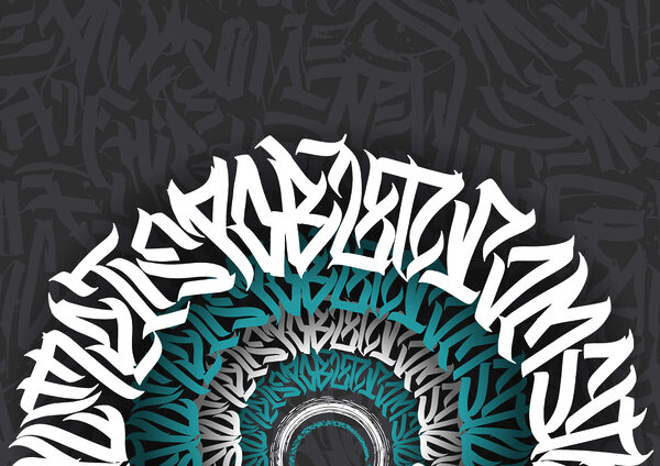 White and blue graffiti on a black background White and blue graffiti on a black background
