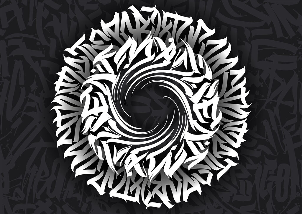 Circular pattern with letters in it Circular pattern with letters in it