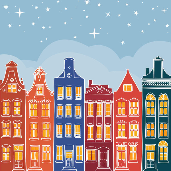 Row of colorful buildings t00041p 600x600 - Row of colorful buildings - tegory