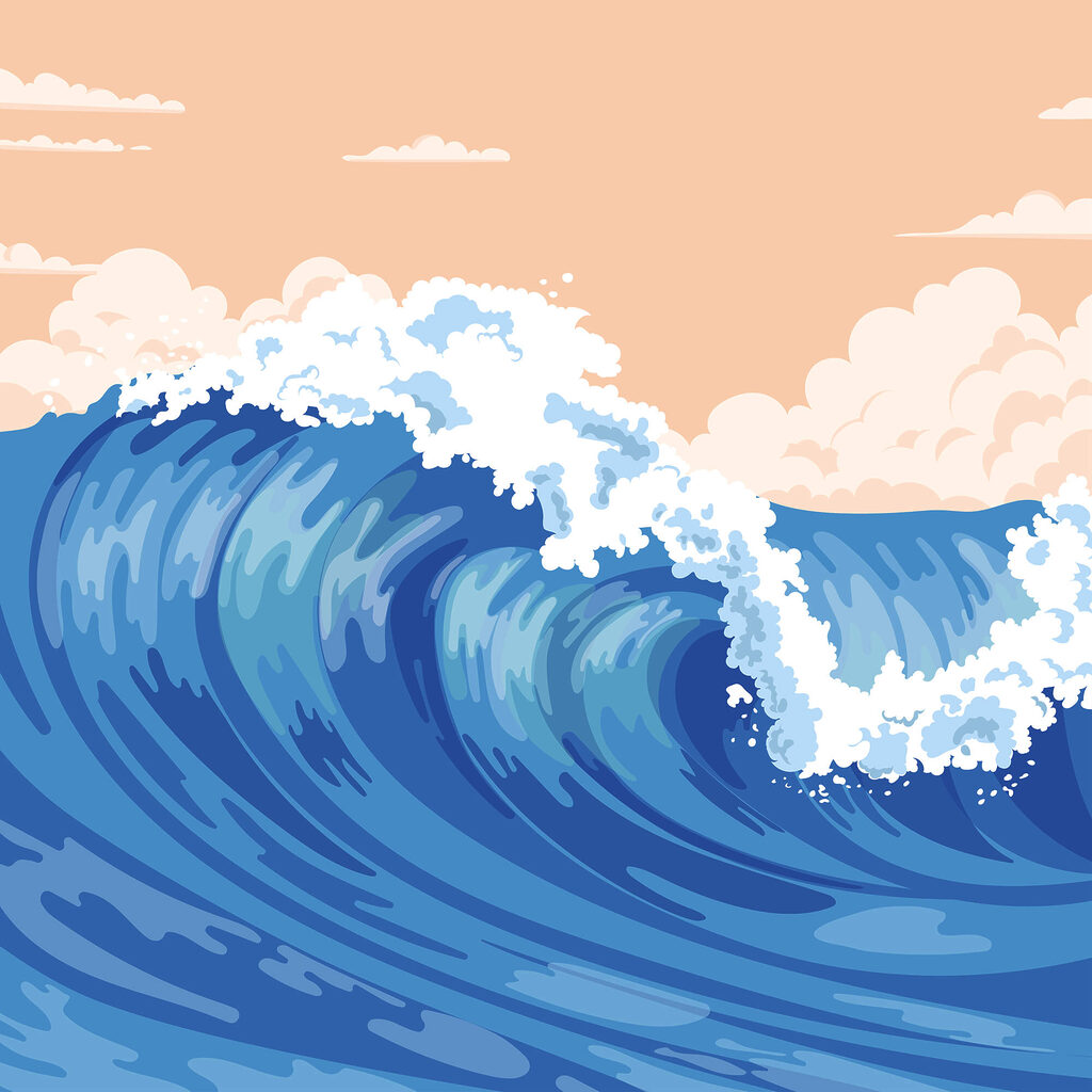 Large wave with foamy waves Large wave with foamy waves