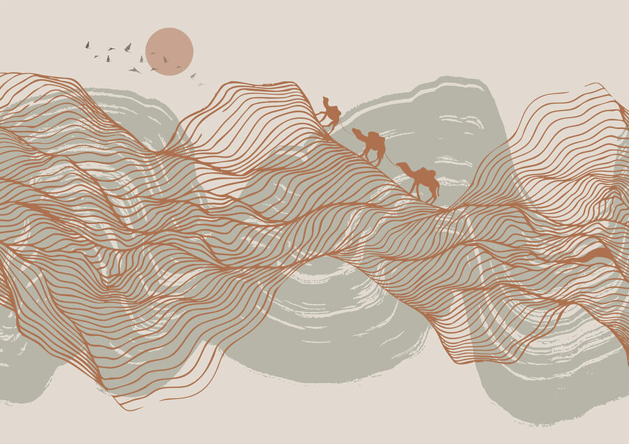 Drawing of a desert landscape Drawing of a desert landscape