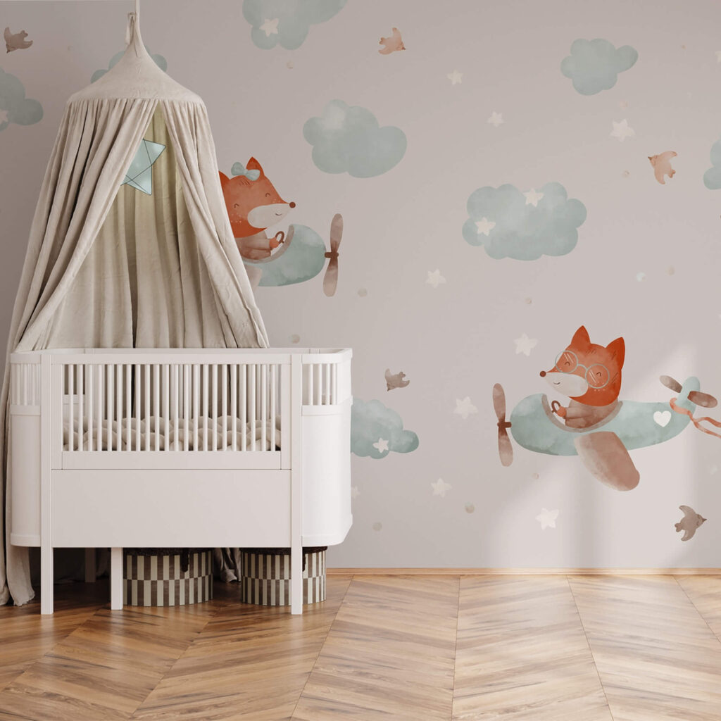 Pattern of foxes flying on airplanes