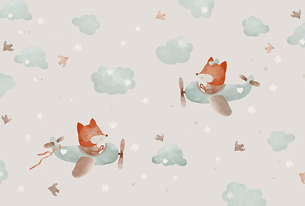 Pattern of foxes flying on airplanes Pattern of foxes flying on airplanes