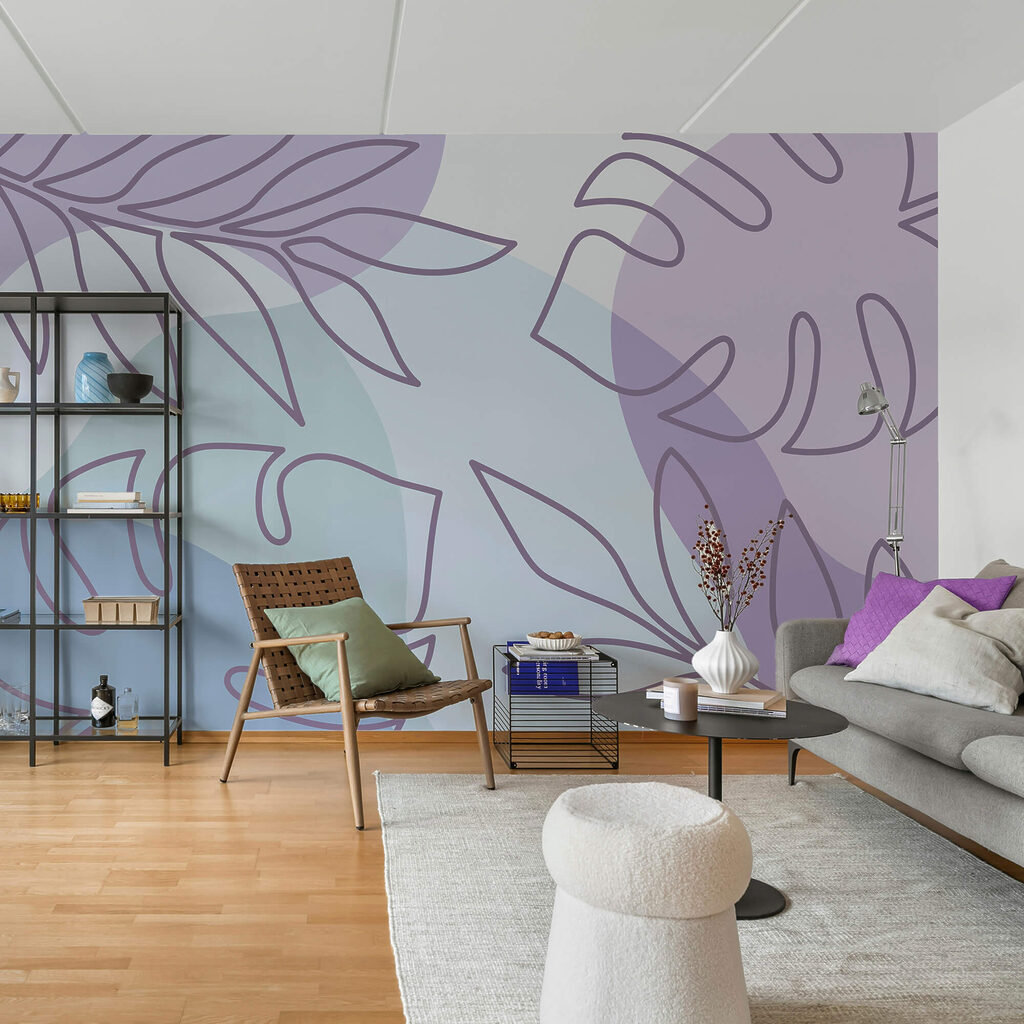 Purple and white pattern with leaves