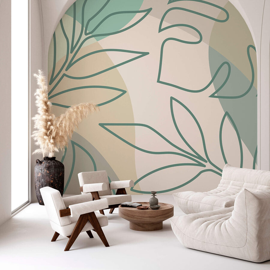 Pattern of leaves and circles