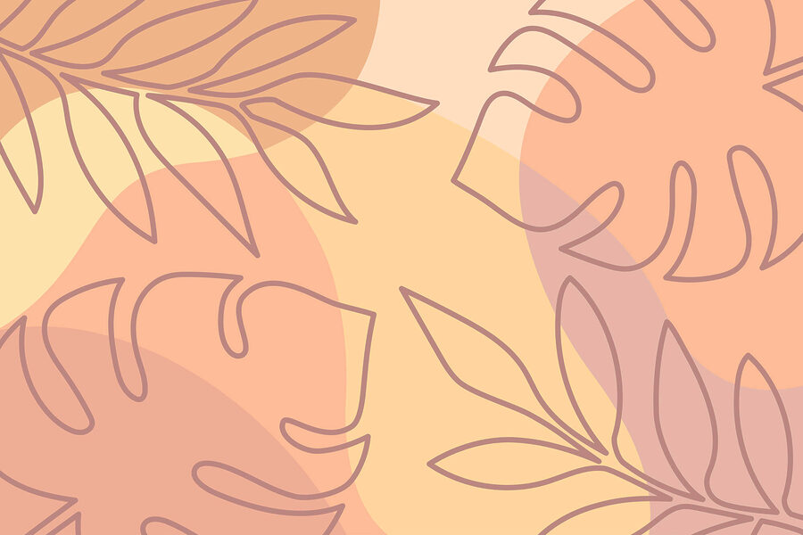 Pattern of leaves on a colorful background