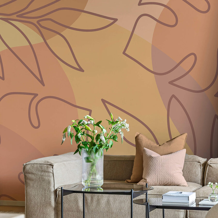 Pattern of leaves on a colorful background
