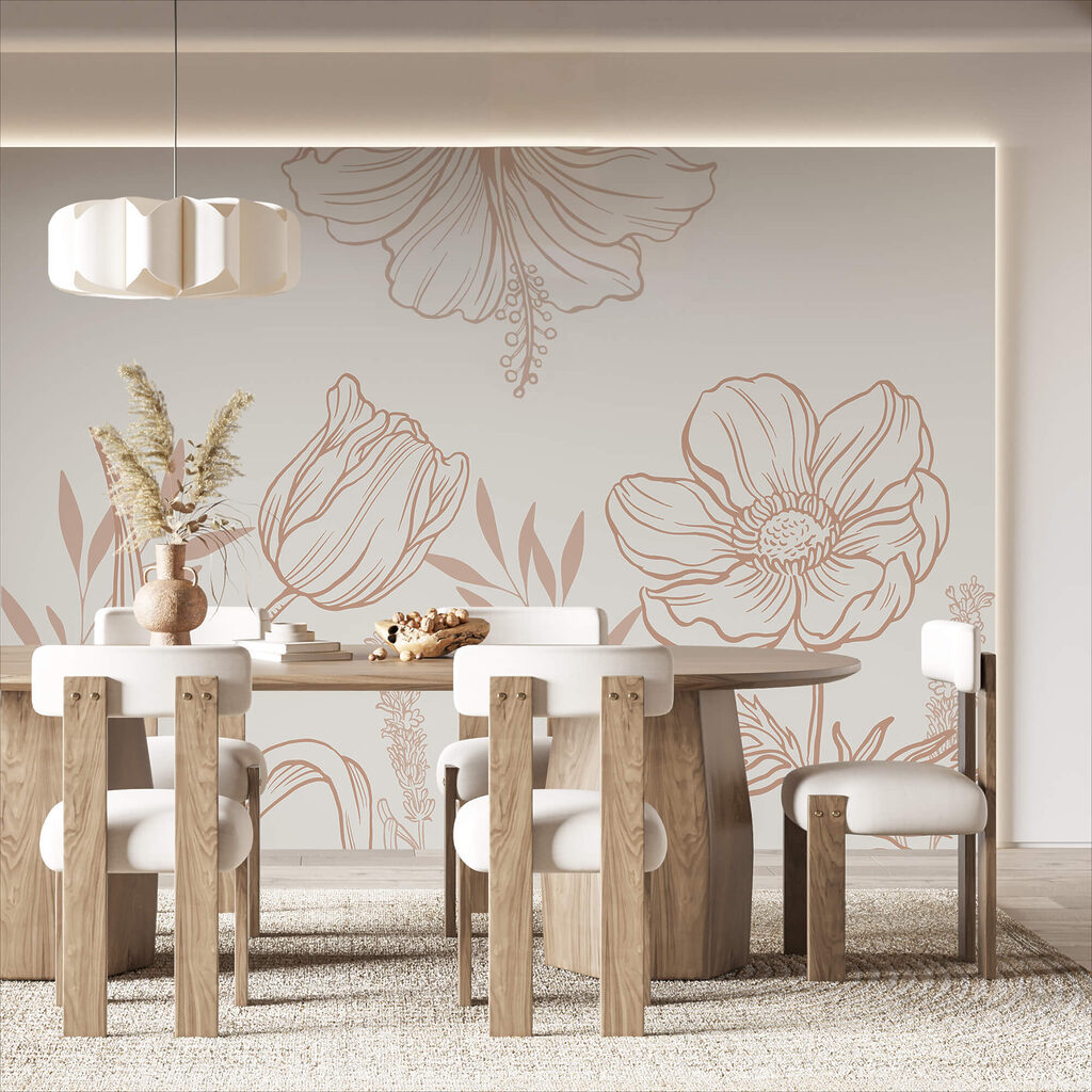 Delicate floral line art design