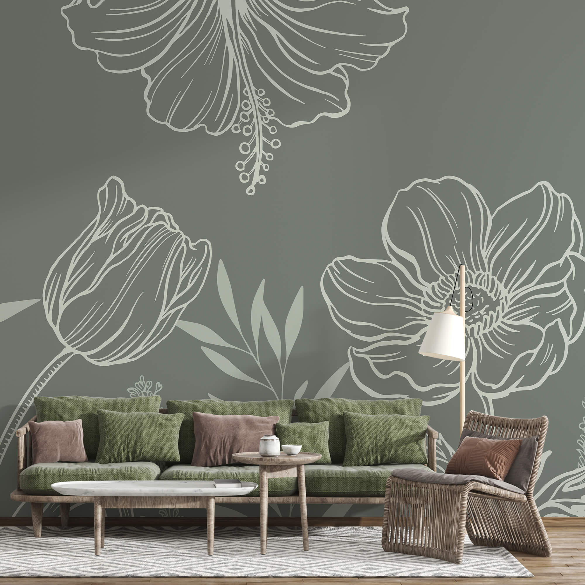 Soft blooms on a muted backdrop