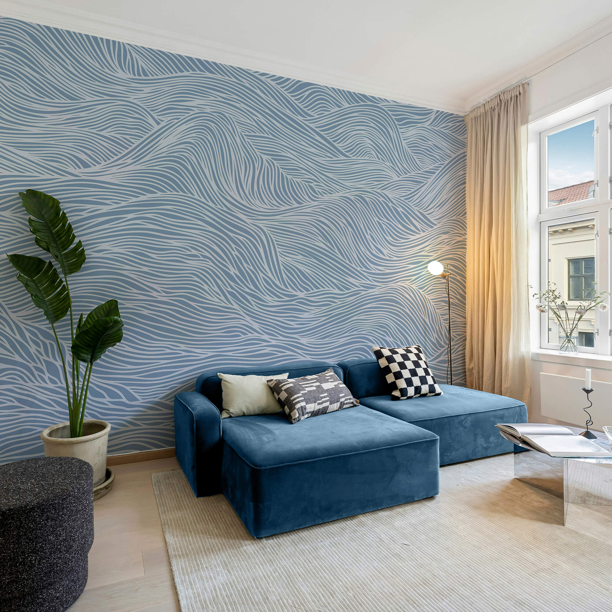 Blue and white wavy pattern Blue and white wavy pattern