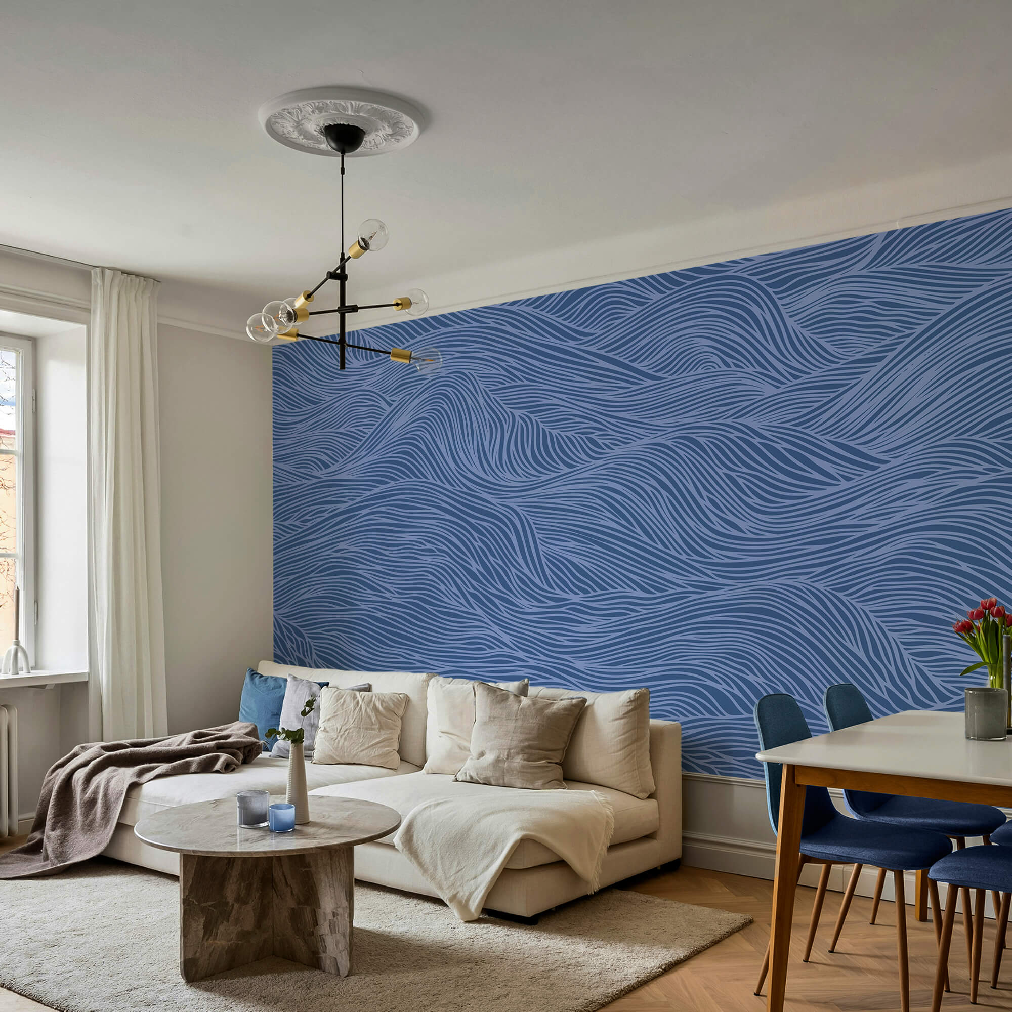 Blue and white wavy pattern Blue and white wavy pattern