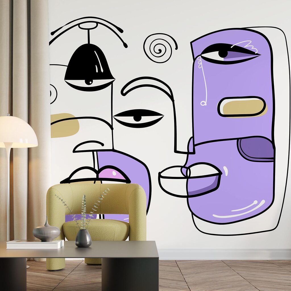 Group of faces drawn in different colors