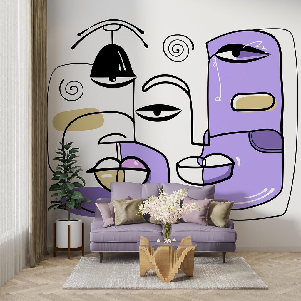 Group of faces drawn in different colors