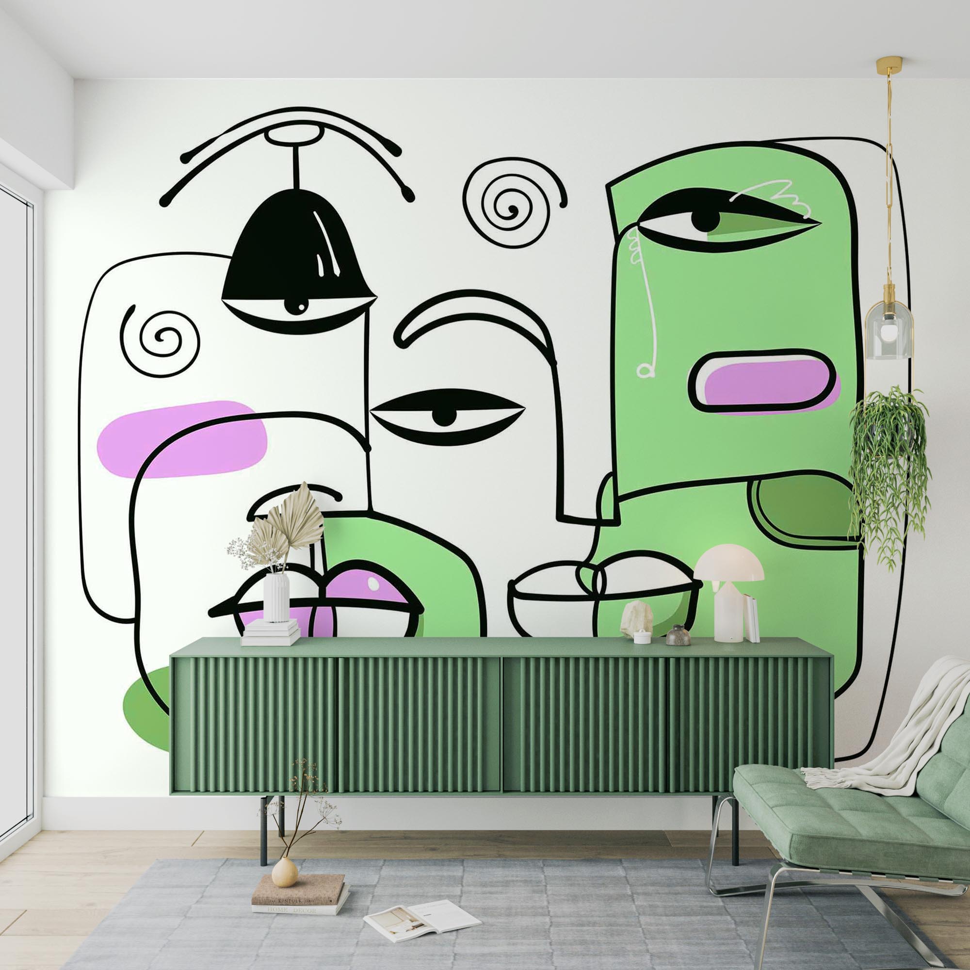 Drawing of faces and lips Drawing of faces and lips