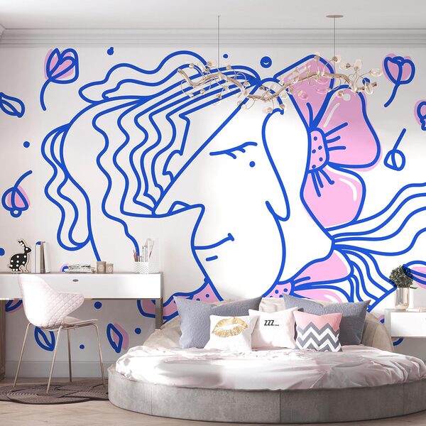 Drawing of a woman with flowers Drawing of a woman with flowers