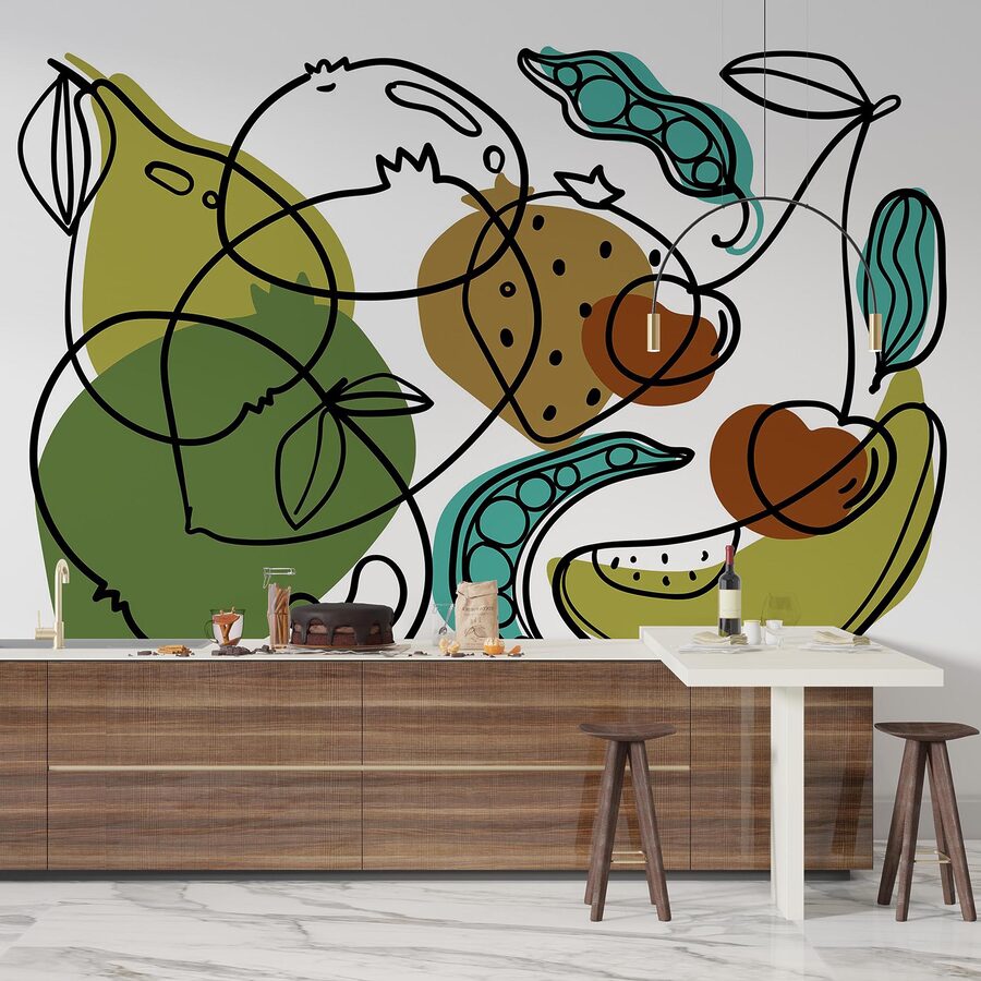 Wall murals Wall murals Drawing of different fruits - Image 2
