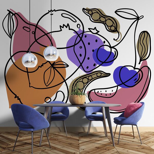 Wall murals Drawing of different fruits Wall murals Drawing of different fruits