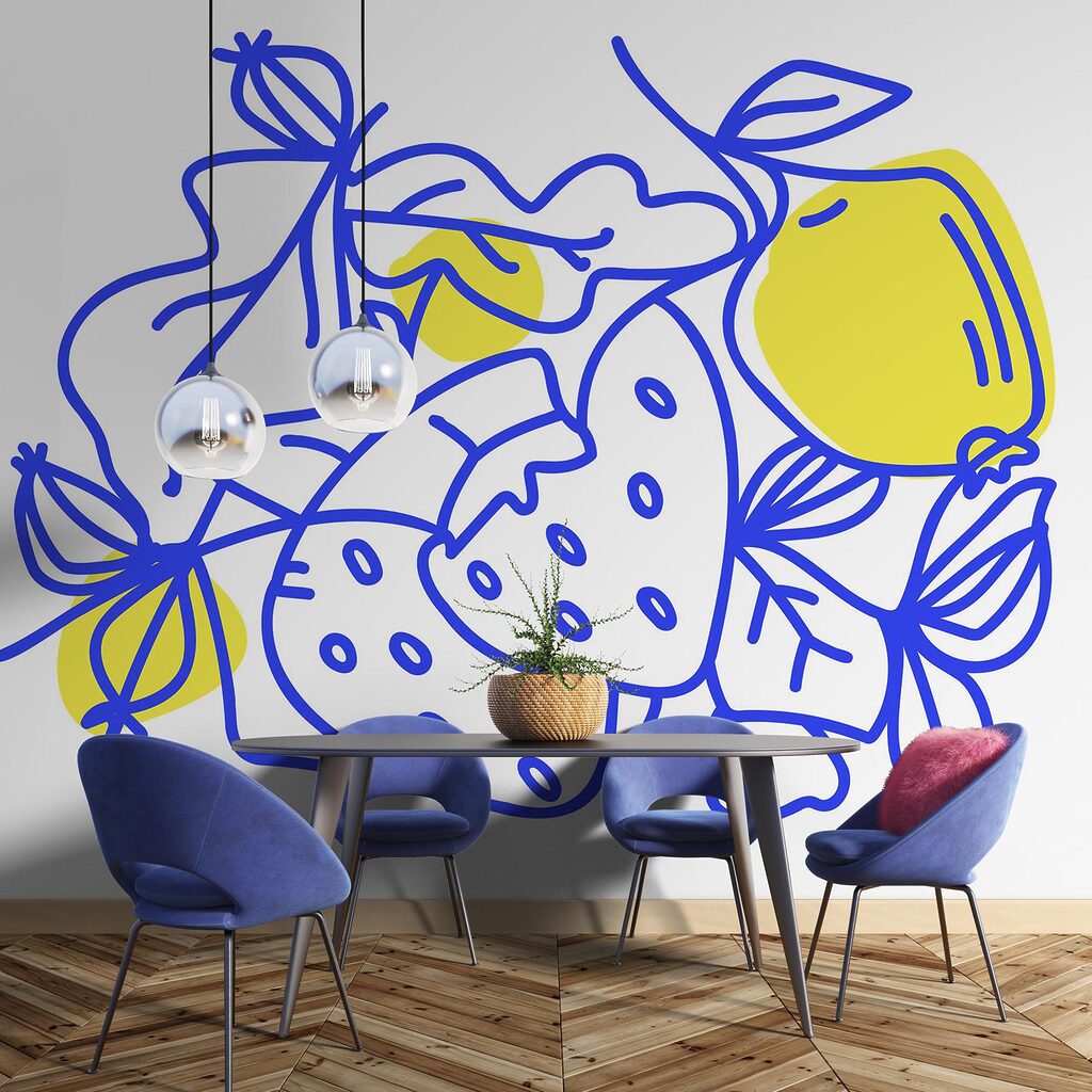 Drawing of fruits and leaves