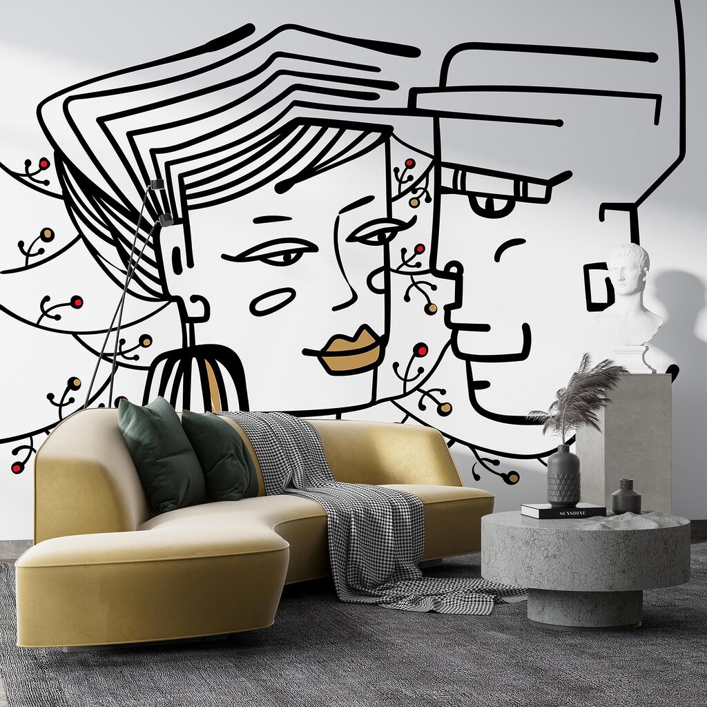 Wall murals Drawing of a man and a woman Wall murals Drawing of a man and a woman