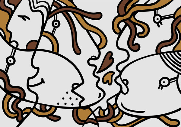 Drawing of a couple of people Drawing of a couple of people