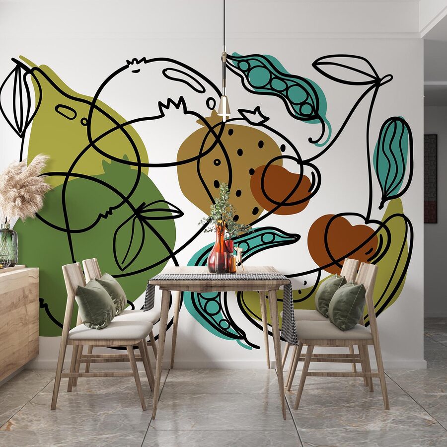 Wall murals Wall murals Drawing of different fruits