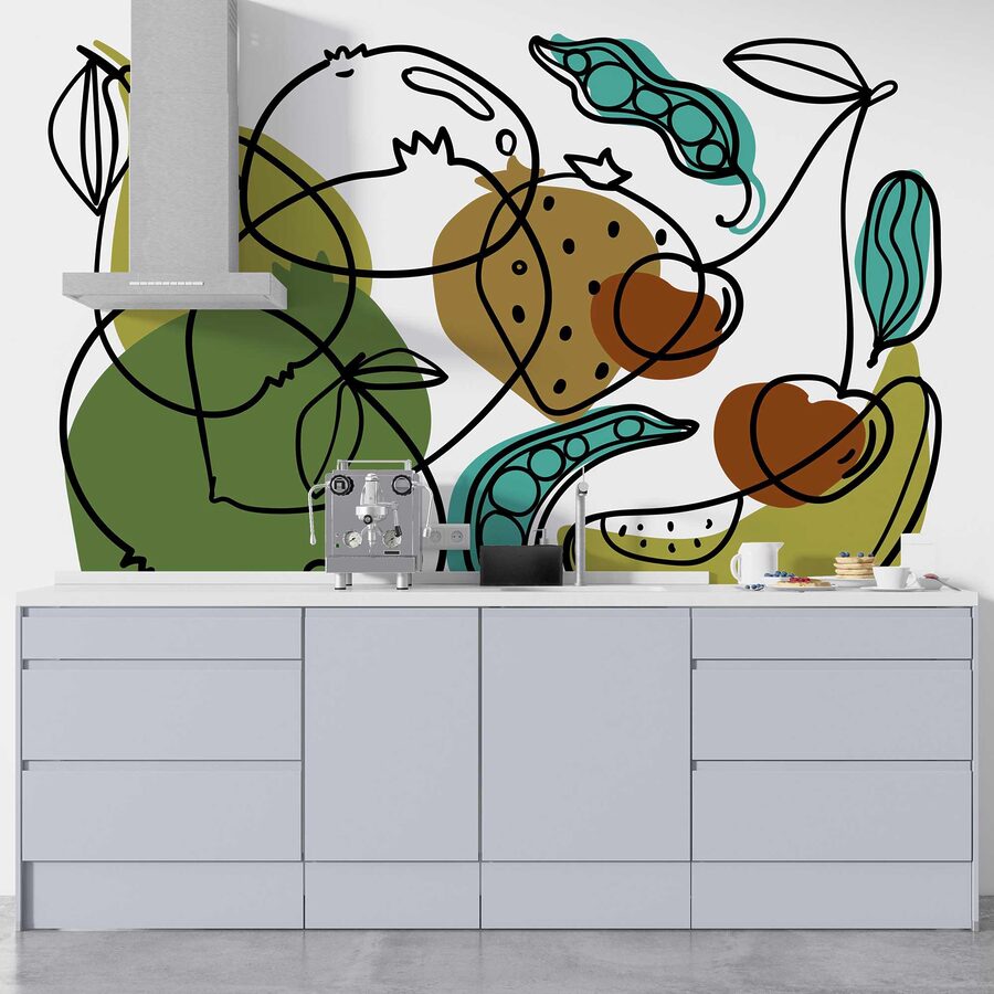 Wall murals Wall murals Drawing of different fruits - Image 4