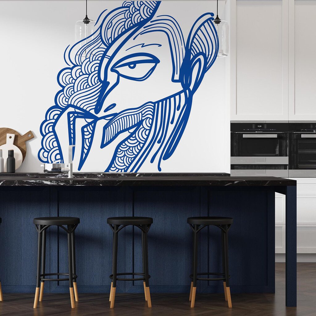 Drawing of a man with his hand to his mouth