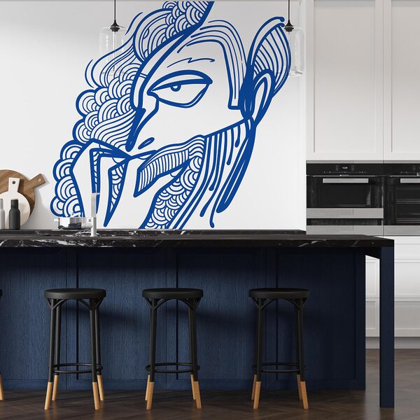 Drawing of a man with his hand to his mouth Drawing of a man with his hand to his mouth