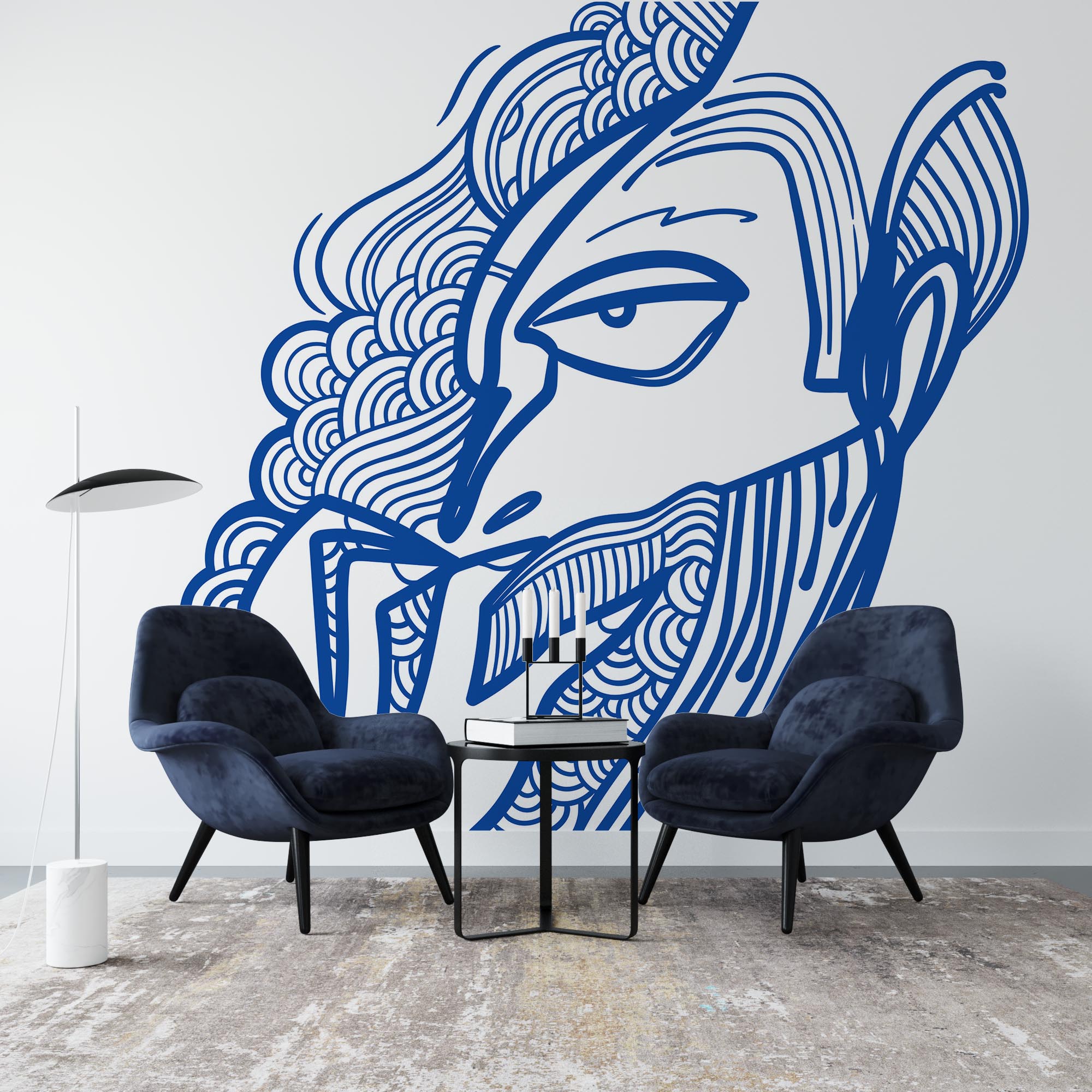 Drawing of a man with his hand to his mouth