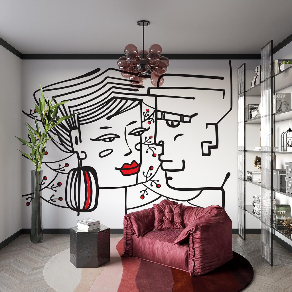 Drawing of a man and a woman