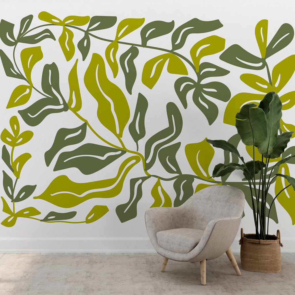 Wall murals Drawing of leaves and flowers