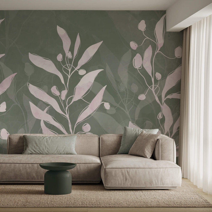 Delicate leaves on a muted background