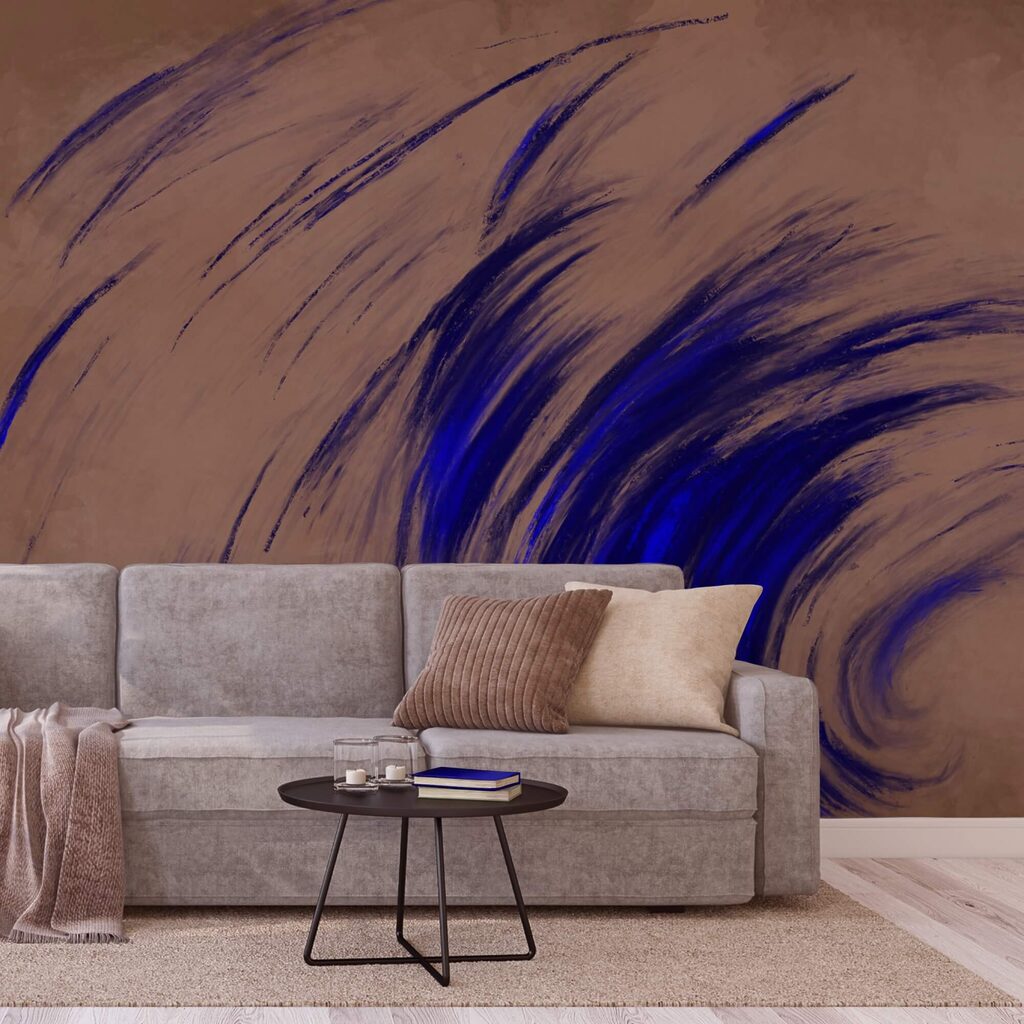 Blue swirls on a brown background