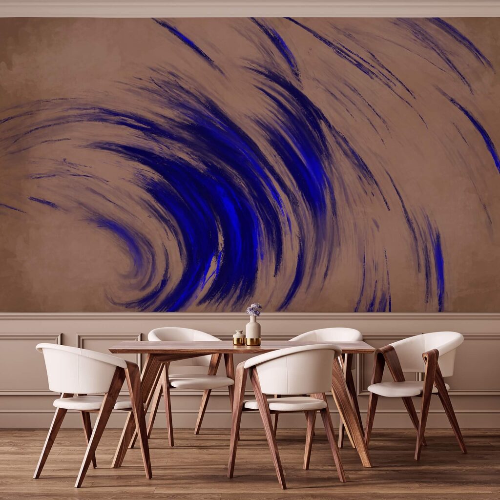 Blue swirls on a brown background