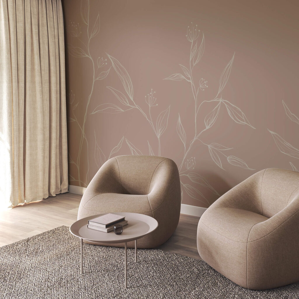 Delicate leaves on soft pastel backdrop