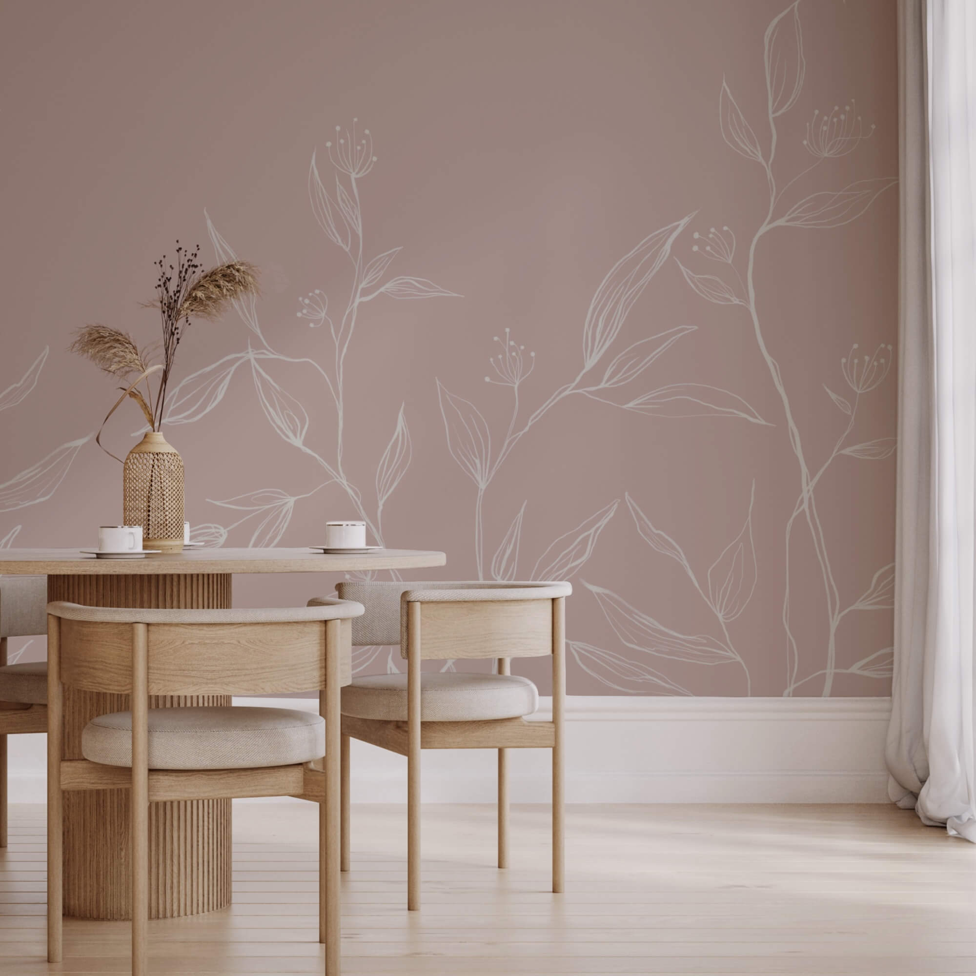 Delicate leaves on soft pastel backdrop