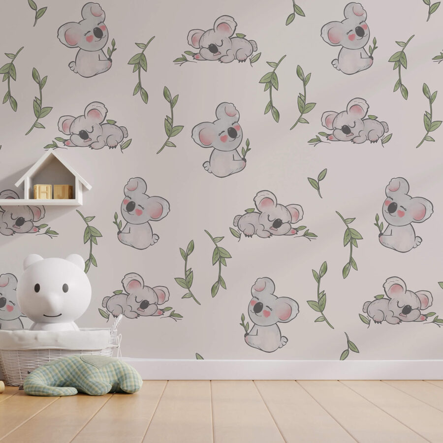 Wall murals Pattern of koalas and leaves - Image 2
