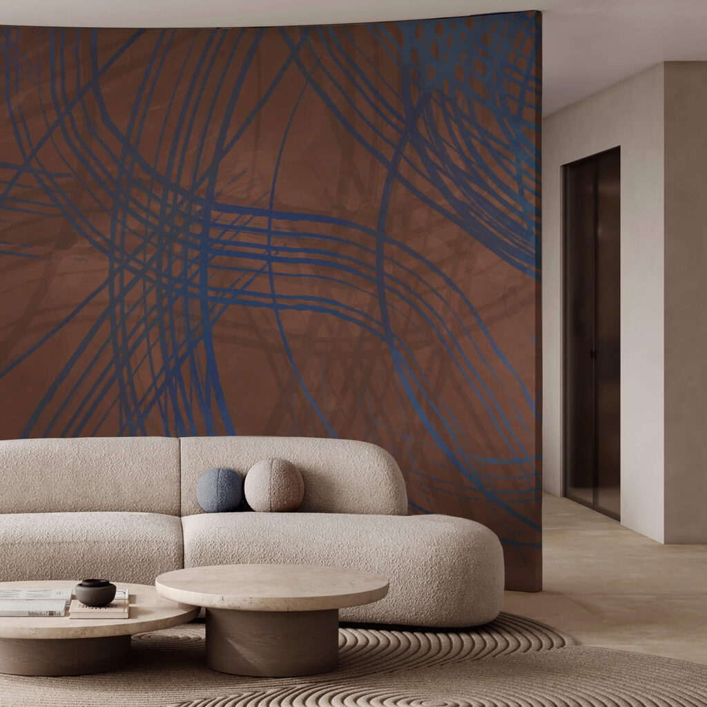 Brown and blue background with lines