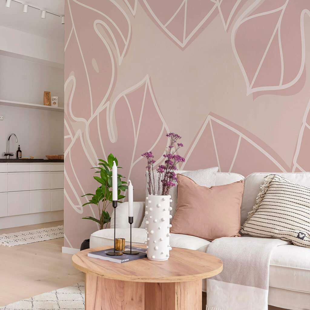 Pink and white leaf pattern