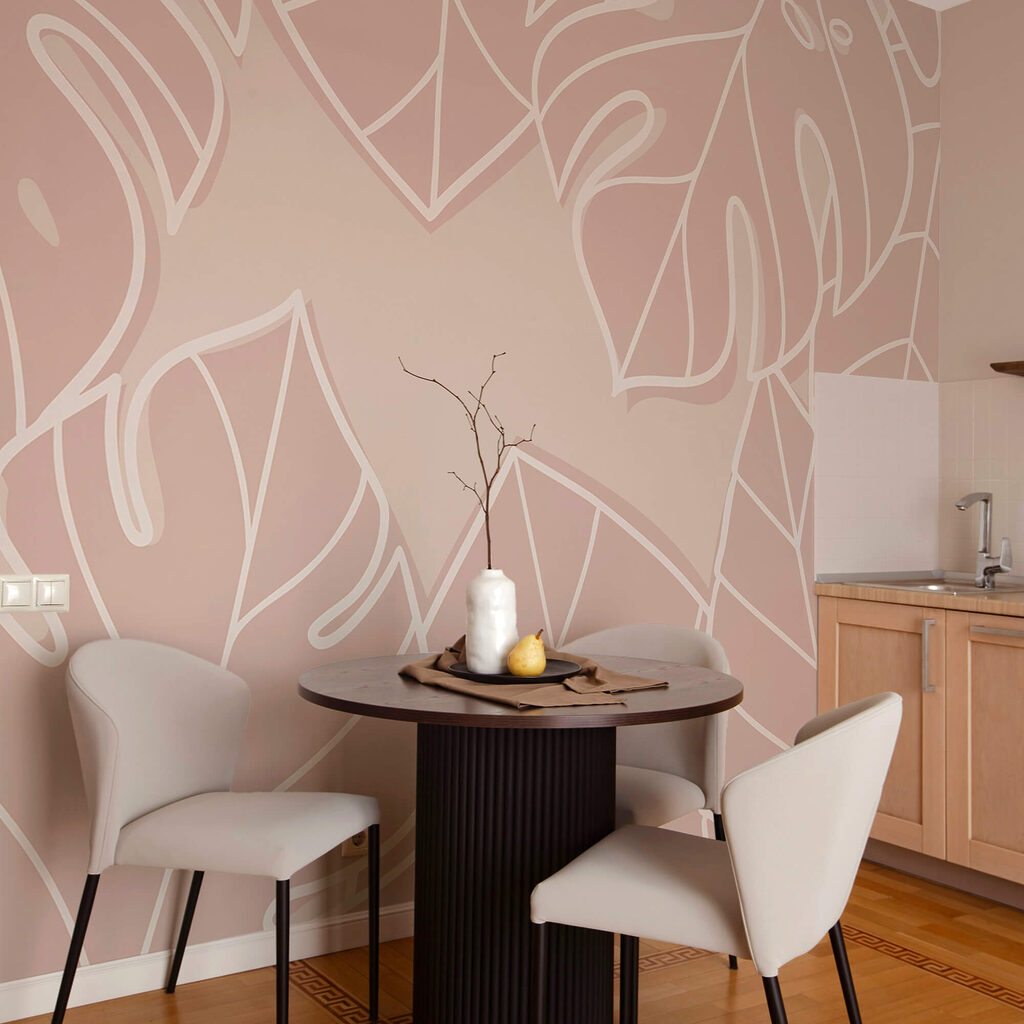 Pink and white leaf pattern