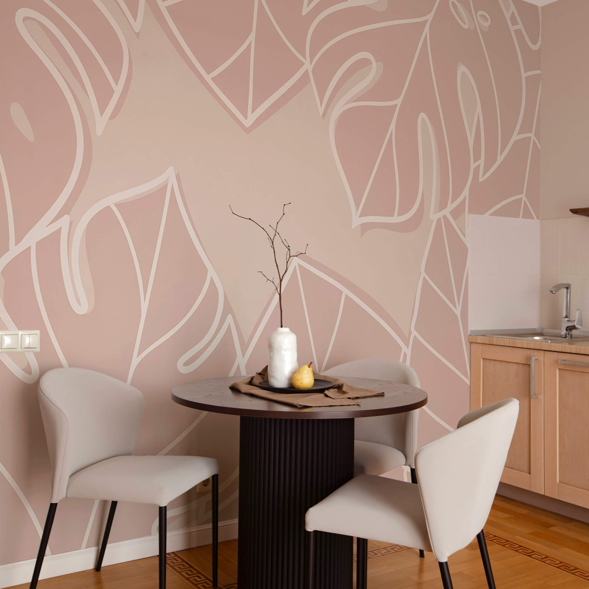 Pink and white leaf pattern