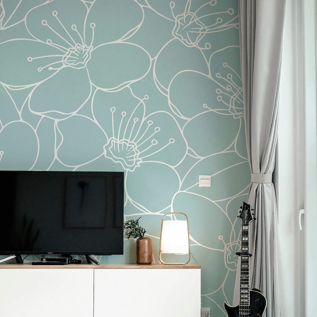 Pattern of flowers on a blue background