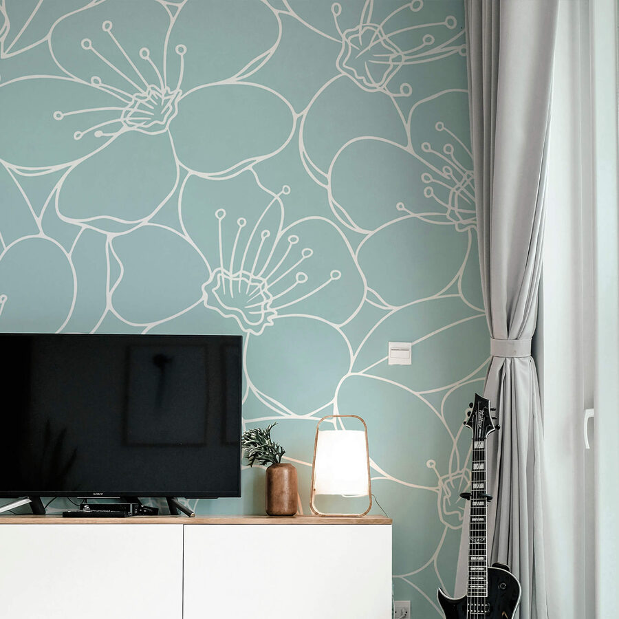 Pattern of flowers on a blue background Pattern of flowers on a blue background