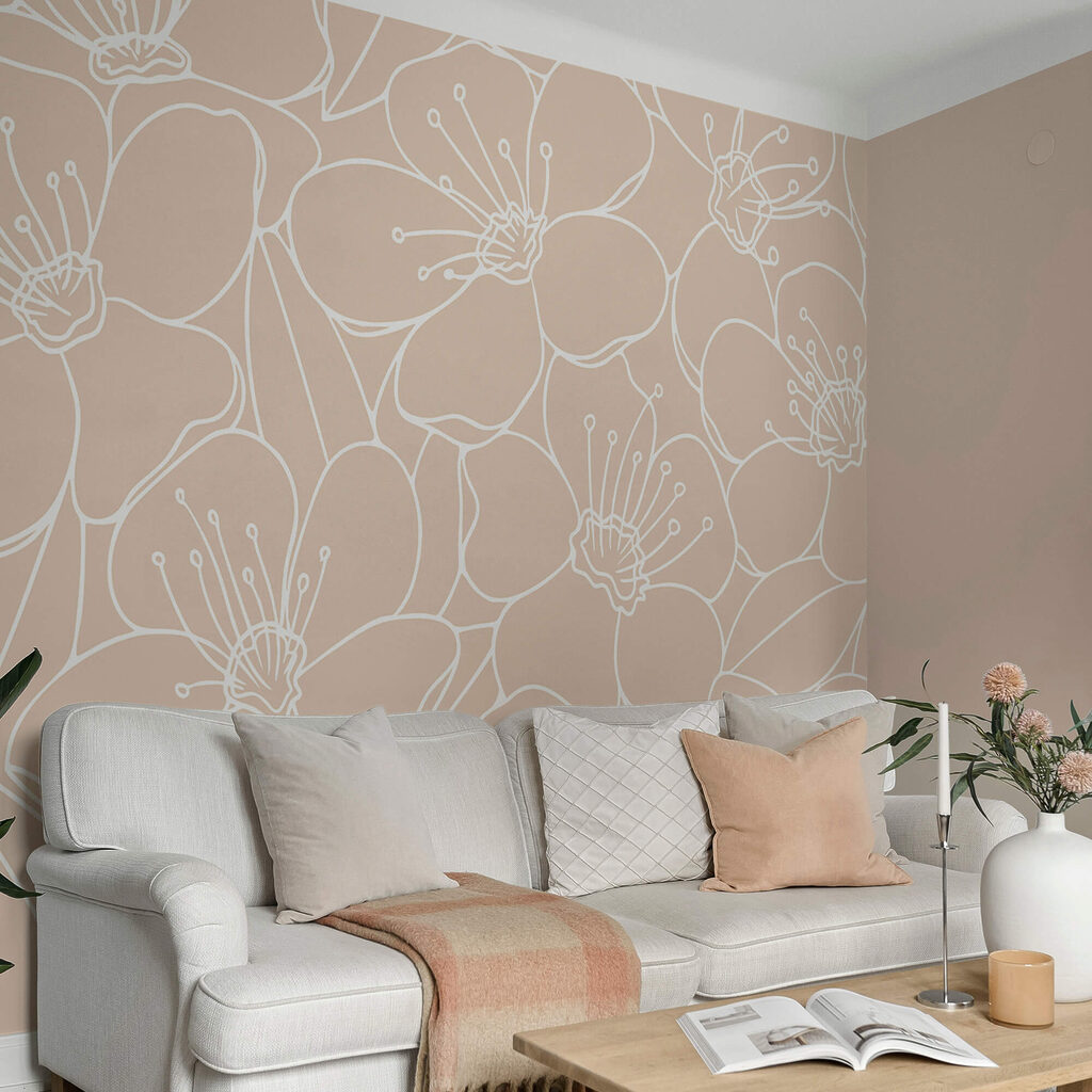 Pattern of flowers and leaves