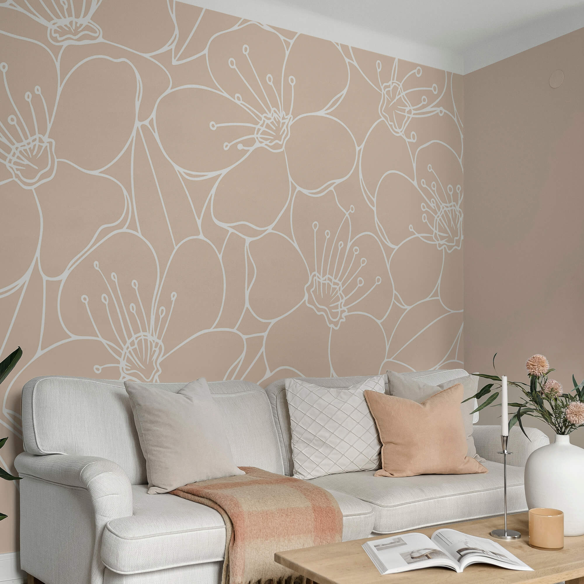 Pattern of flowers and leaves