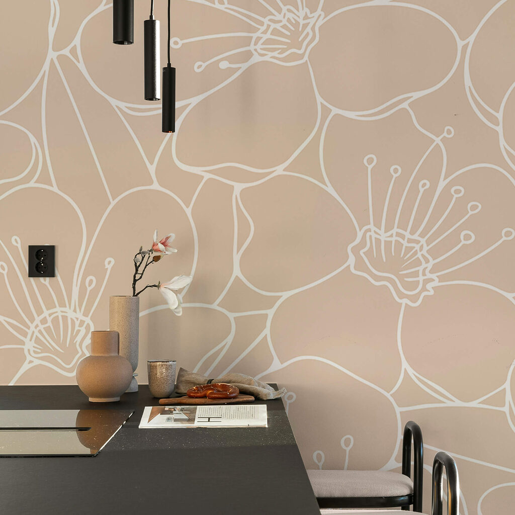 Pattern of flowers and leaves