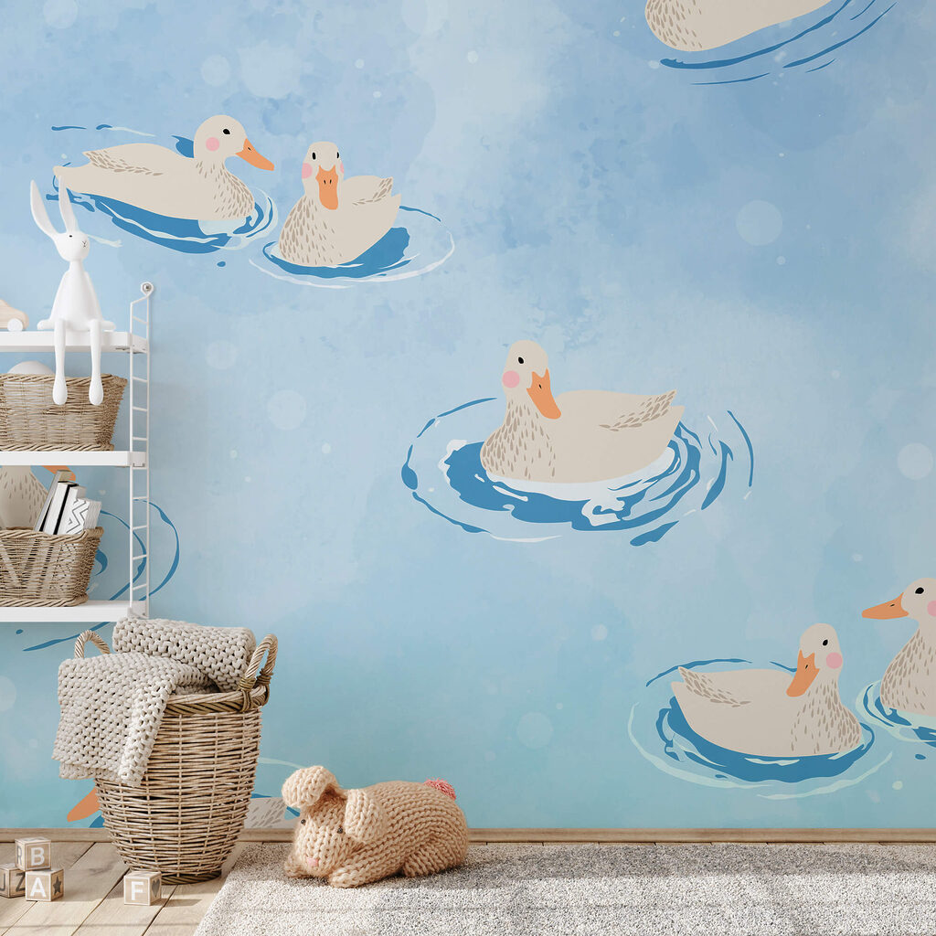 Group of ducks swimming in water